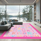 Whimsical Alphabet Blocks Pastel Pink Rug