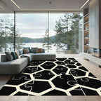 Modern Monochrome Interlocking Puzzle Tile Rug