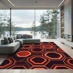 Geometric Octagon Neon Orange Abstract Rug
