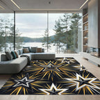 Celestial Gold and Black Starburst Rug