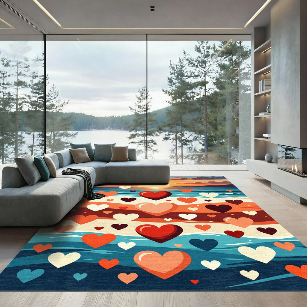 Sunset Seashell Heart Scatter Rug