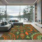 Earthy Sage and Rusty Orange Ancestral Art Rug