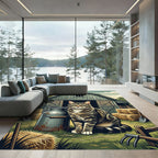 Rustic Tabby Cat Farmhouse Milk Can Rug