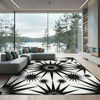 Monochrome Starburst Geometric Arrangement Rug