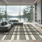 Classic Beige Black Plaid Check Rug