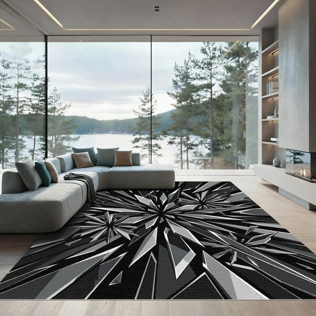 Abstract Geometric Shattered Glass Rug