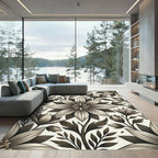 Monochromatic Floral Blossom Arrangement Rug