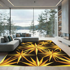 Golden Radiant Starburst Geometric Art Rug