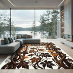 Wooden Pergola Autumn Leaf Swirls Rug