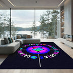 Colorful Gradient Soccer Orb Circular Text Rug