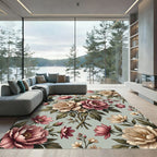 Blush and Cream Peony Botanical Bouquet Rug