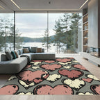 Distressed Pink and Cream Heart Collage Rug