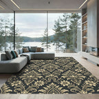 Classic Black and Gold Damask Rug