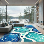 Cool Blue Abstract Water Ripples Rug