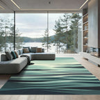 Minimalist Serene Teal Coastal Seascape Rug