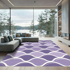 Lavender Wavy Scalloped Geometric Tile Rug