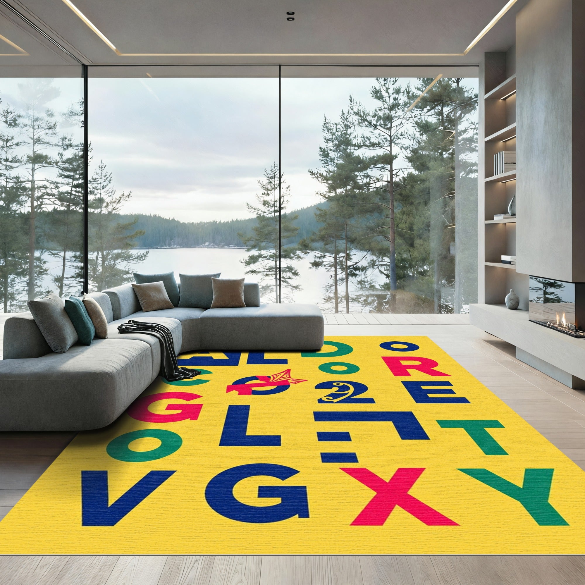 Bold Alphabet Block Composition Rug