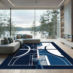 Minimalist Blue Abstract Basketball Court Rug