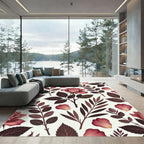 Mauve Rose Botanical Floral Pattern Rug