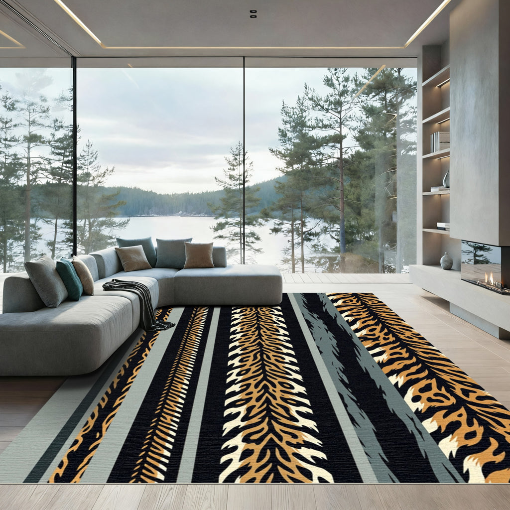Bold Tiger Stripe Earthy Linear Rug