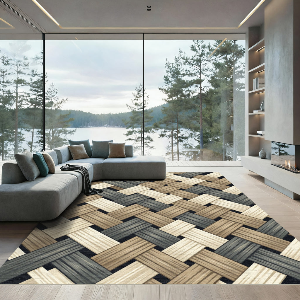 Woven Natural Wood Texture Rug