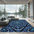 Deep Blue Jewel Accented Floral Rug