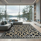 Interlocking Golden Geometric Arch Rug
