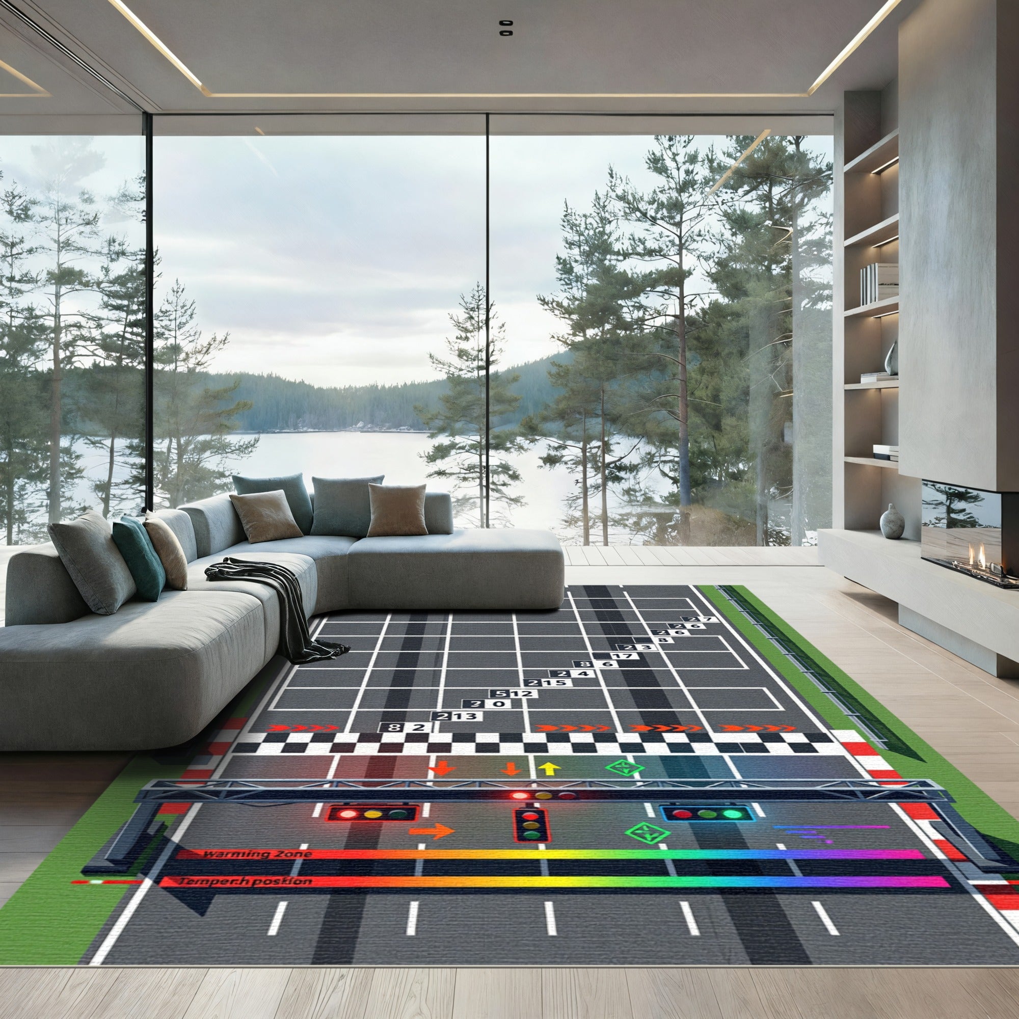 Racing Track Geometric Numerical Grid Rug
