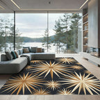 Golden Starburst Radiating Bloom Rug