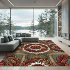 Crimson Acanthus Laurel Border Rug