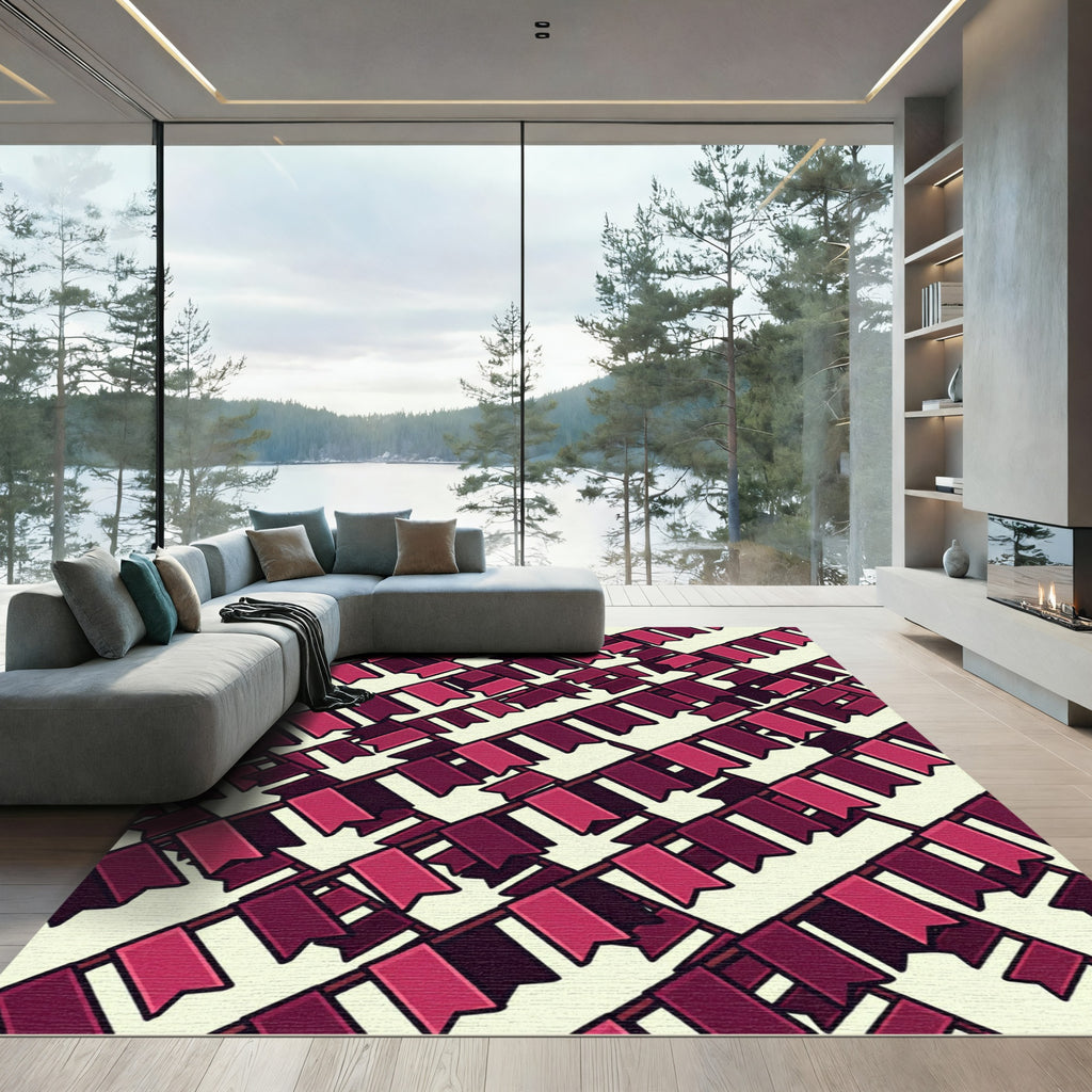 Deep Rose Bunting Diagonal Overlay Rug