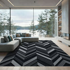 Modern Charcoal Chevron Geometric Rug