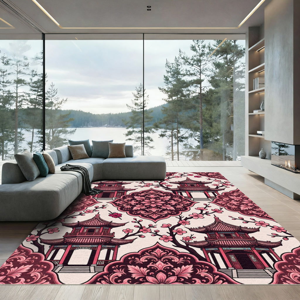 Pink Pagoda Cherry Blossom Blossom Rug