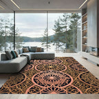 Elegant Rose Gold Ornate Mandala Art Rug