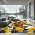 Vibrant Golden Sunflower Art Rug