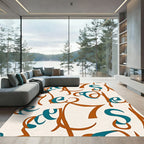 Rustic Teal Calligraphy Script Rug
