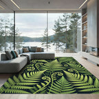 Lush Emerald Tropical Fern Leaf Rug