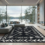 Gray and White Arrow Border Rug