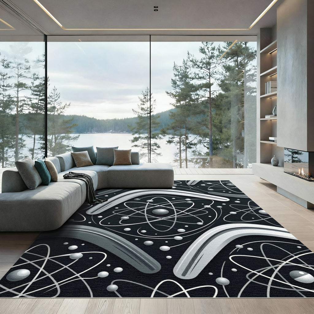 Monochromatic Abstract Atomic Boomerang Rug