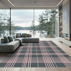 Modern Charcoal And Pastel Pink Plaid Rug