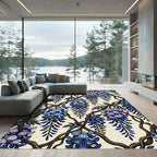 Elegant Indigo Wisteria Floral Vine Rug