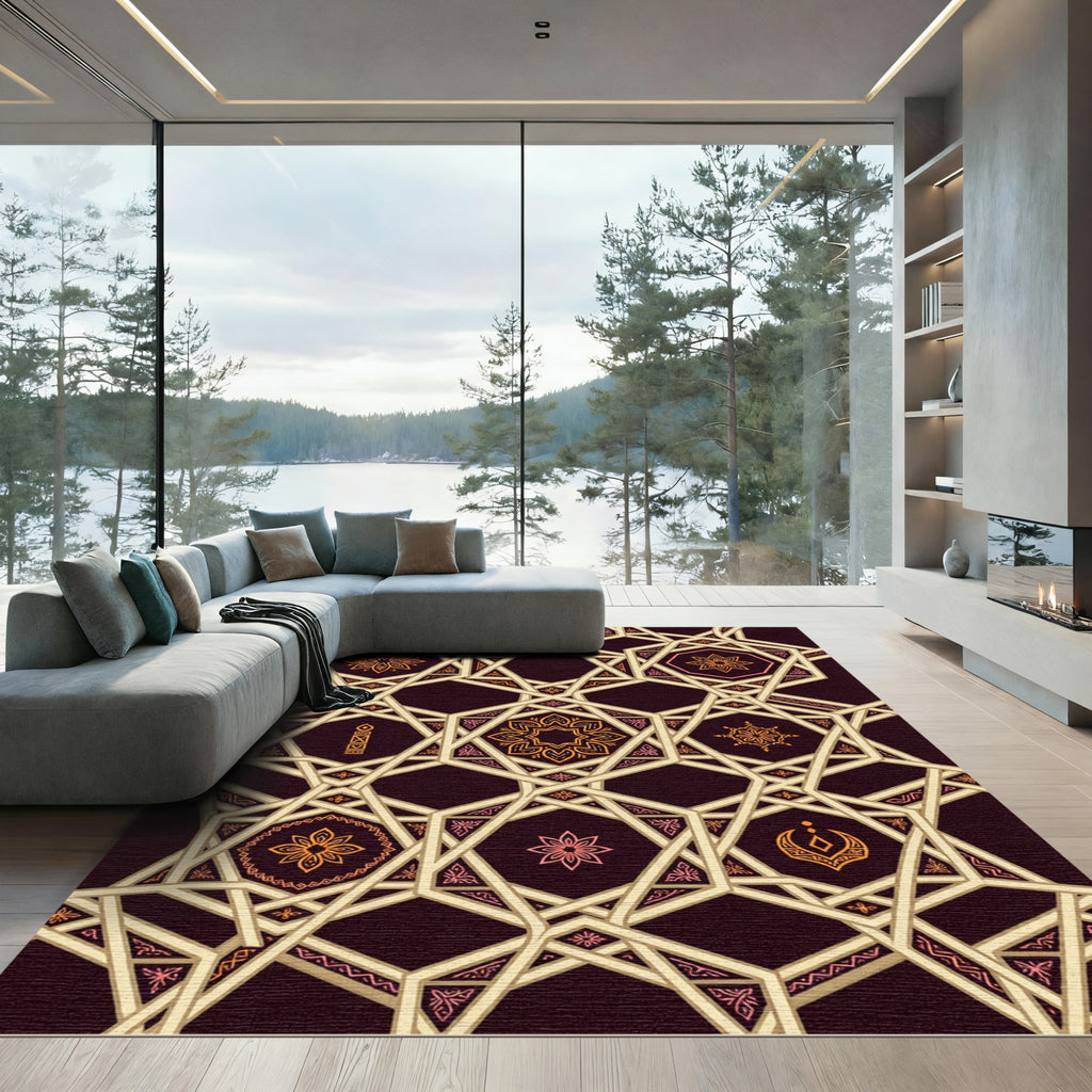 Geometric Starburst Medallion Cream Rug