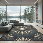Gilded Starburst Medallion Slate Art Rug