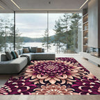 Plum Cream Floral Mandala Rug