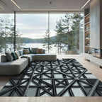 Industrial Gray Geometric Steel Structural Rug