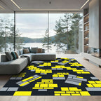 Yellow and Gray Geometric Brick Rug
