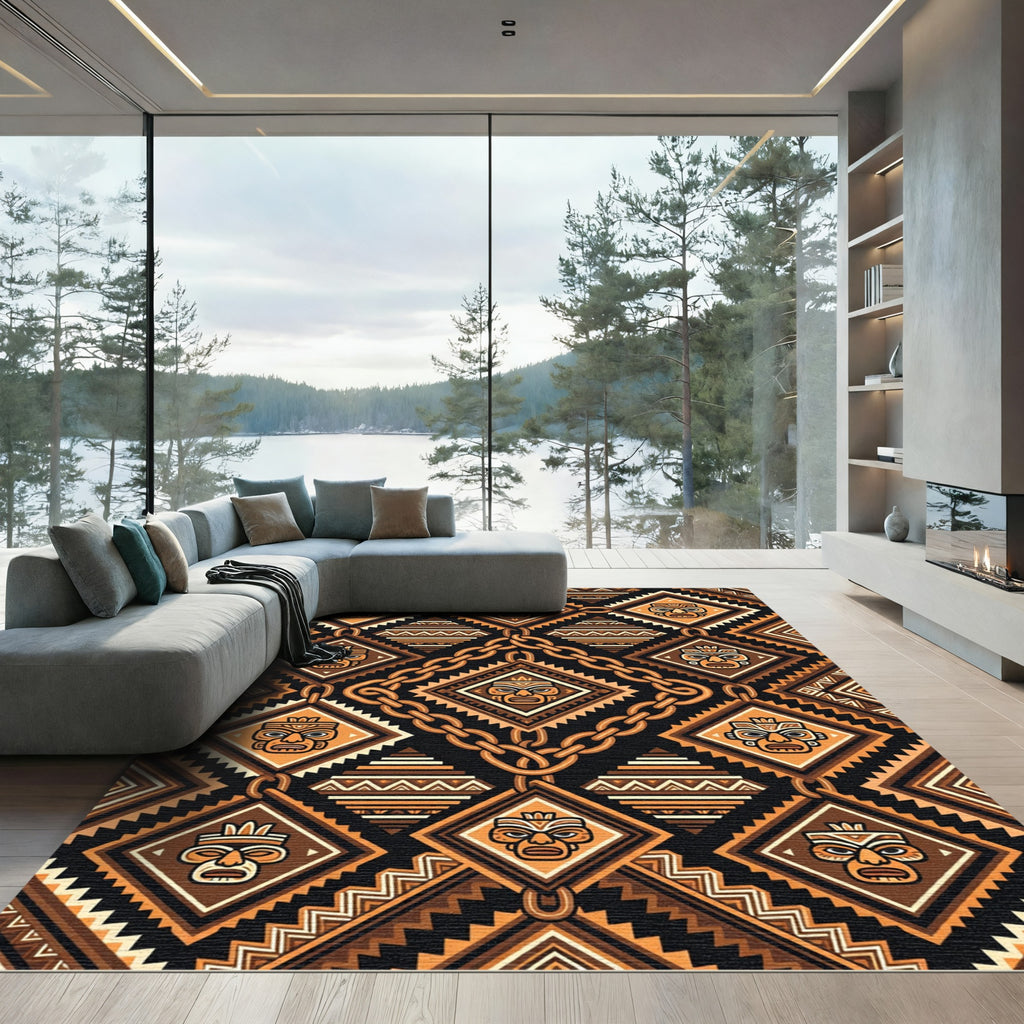 Tribal Mask Chains Diamond Rug
