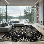 Cosmic Starburst Black And Gold Rug