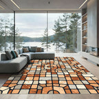 Terracotta And Cream Stained Glass Rug