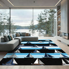 Navy Blue Sailboat Nautical Stripes Rug